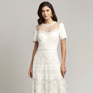 Tadashi Shoji Camilla Tea-Length Dress 6 White/Nude Bridal